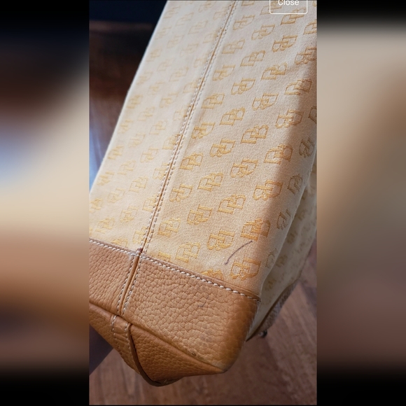 Dooney & Bourke Pebbled Leather trim and Fabric Body Y2K Satchel Purse GUC - Picture 6 of 9